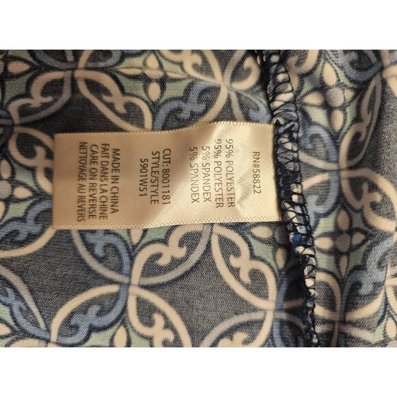 Max Studio Dress Size Small Blue Sleeveless gathered neckline floral geo print - Picture 4 of 7